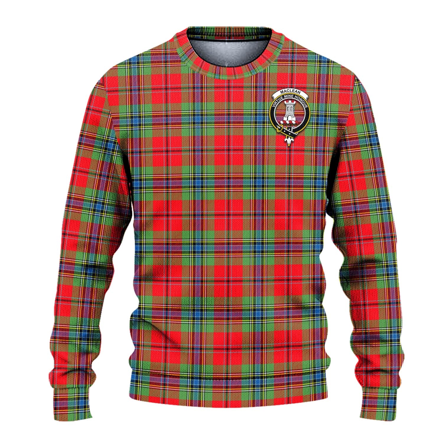 MacLean of Duart Modern Tartan Knitted Sweater with Family Crest - Tartanvibesclothing