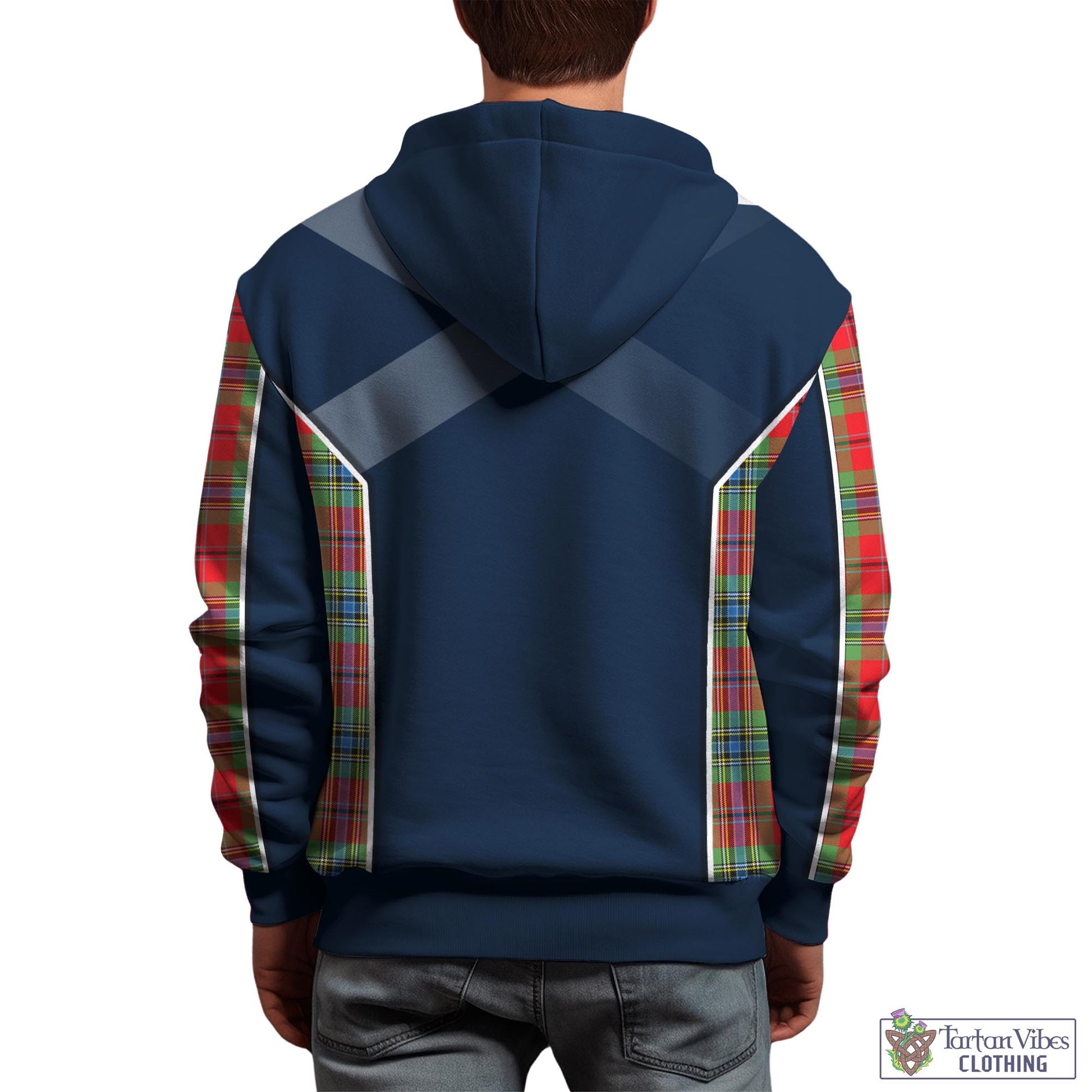 Tartan Vibes Clothing MacLean of Duart Modern Tartan Hoodie with Family Crest and Scottish Thistle Vibes Sport Style