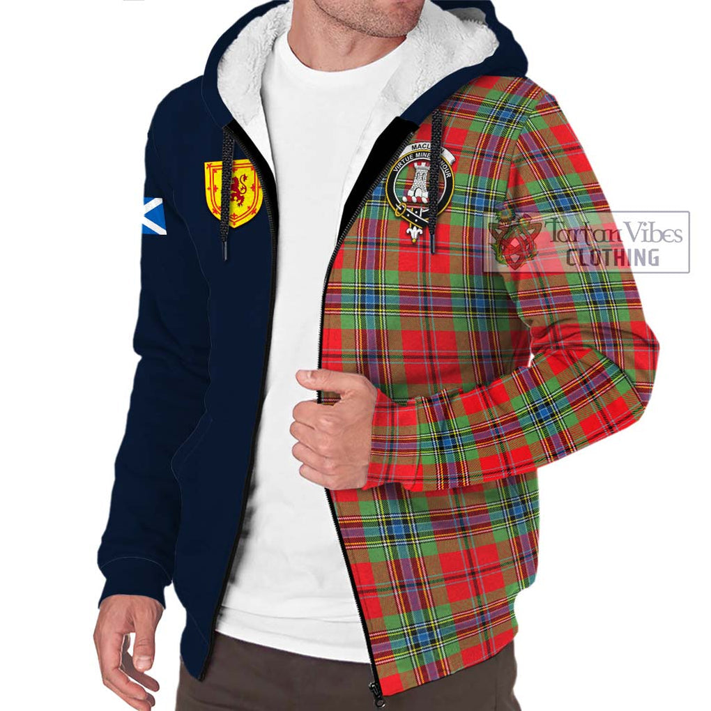 Tartan Vibes Clothing MacLean of Duart Modern Tartan Sherpa Hoodie with Scottish Lion Royal Arm Half Style