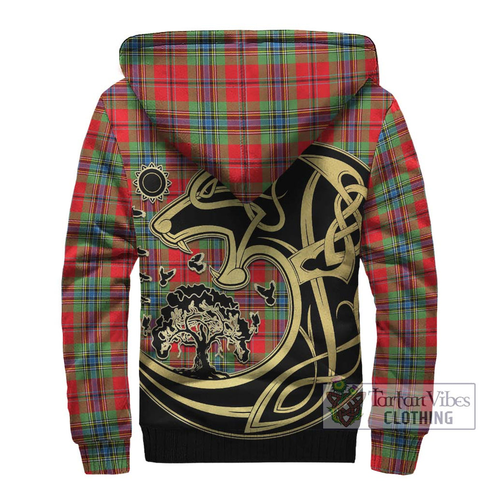 MacLean of Duart Modern Tartan Sherpa Hoodie with Family Crest Celtic Wolf Style - Tartan Vibes Clothing