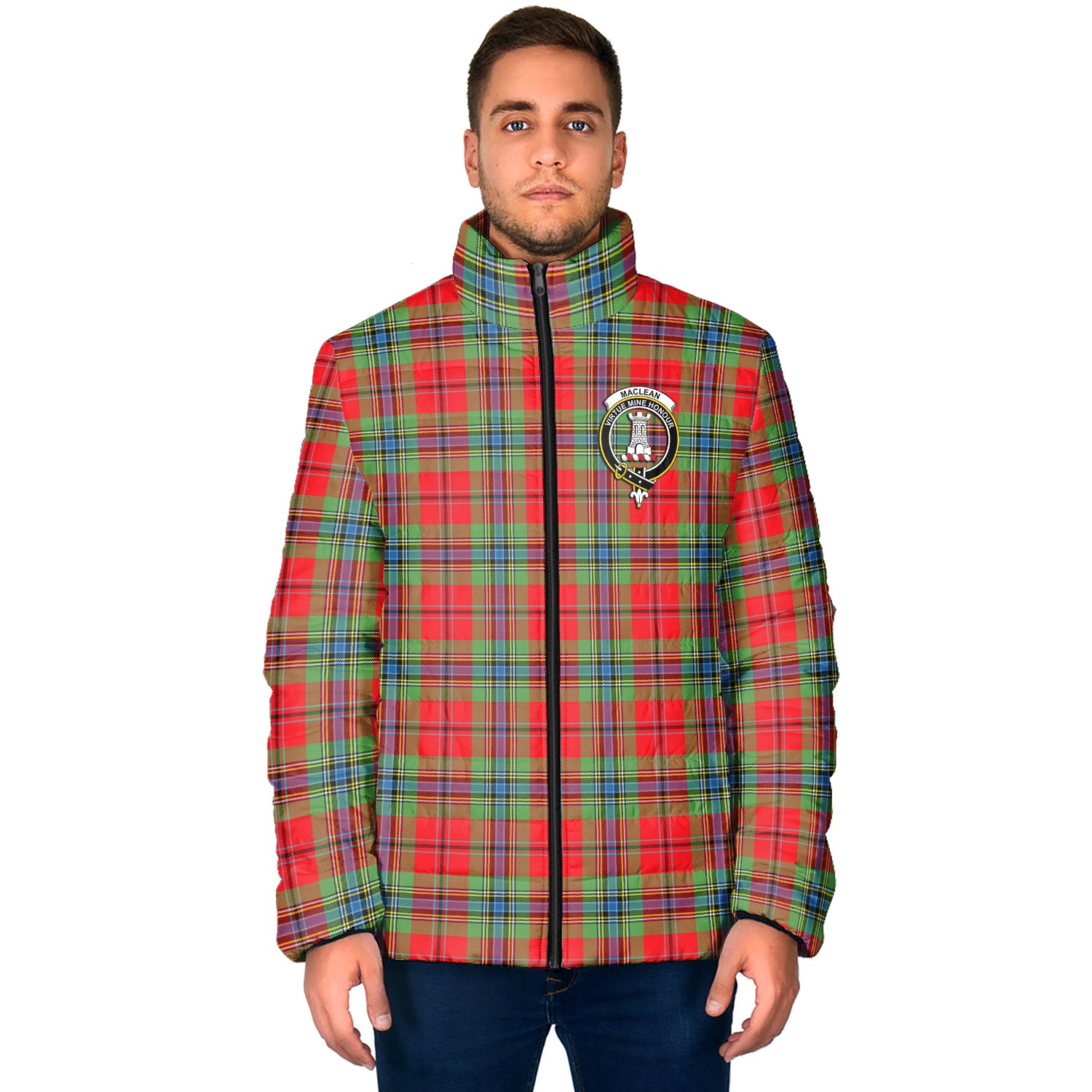 MacLean of Duart Modern Tartan Padded Jacket with Family Crest - Tartan Vibes Clothing