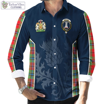 MacLean of Duart Modern Tartan Long Sleeve Button Up Shirt with Family Crest and Scottish Thistle Vibes Sport Style