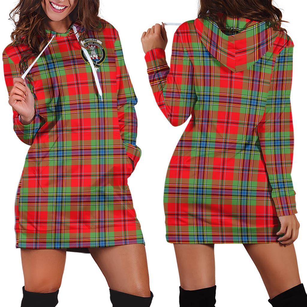 MacLean of Duart Modern Tartan Hoodie Dress with Family Crest - Tartan Vibes Clothing