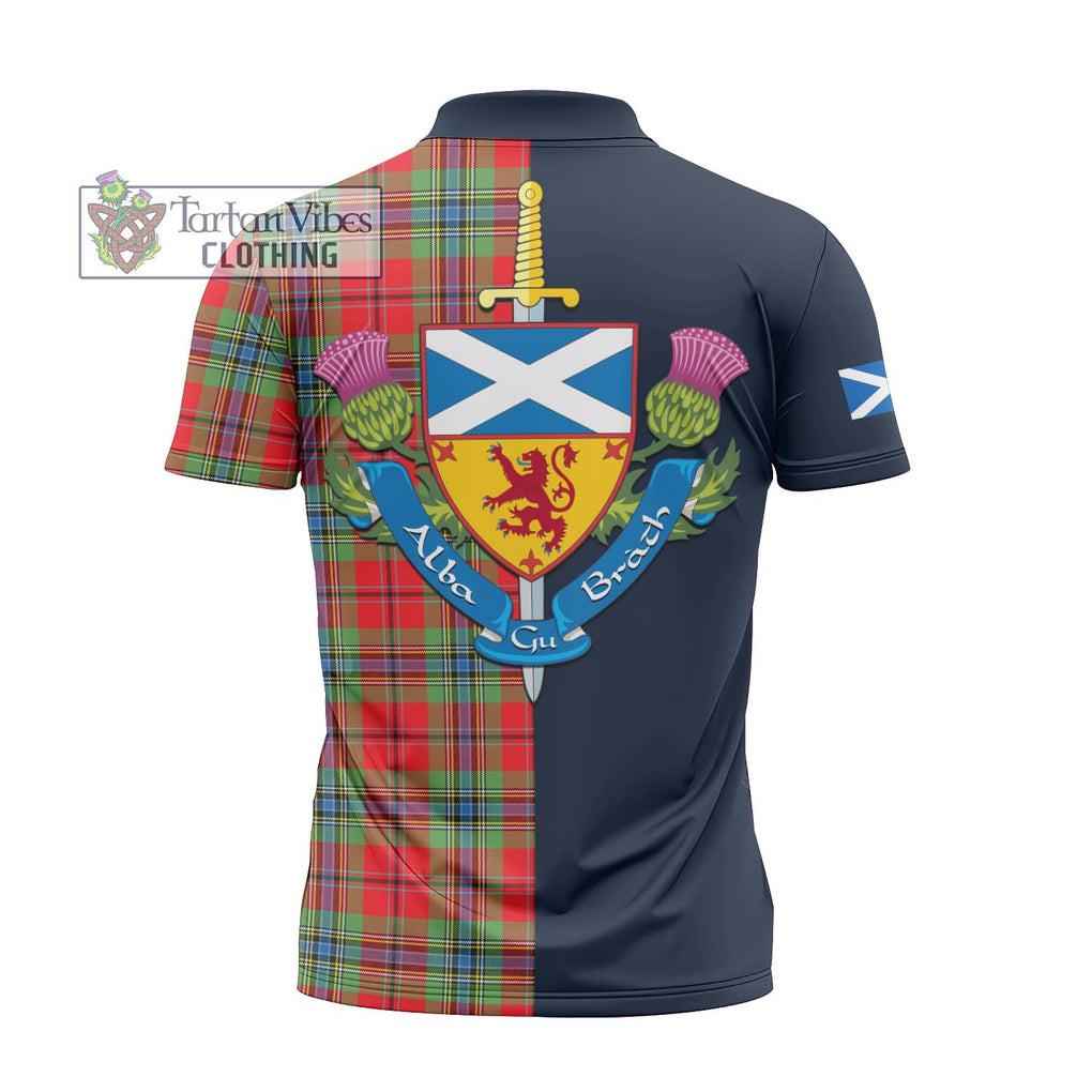 Tartan Vibes Clothing MacLean of Duart Modern Tartan Zipper Polo Shirt with Scottish Lion Royal Arm Half Style