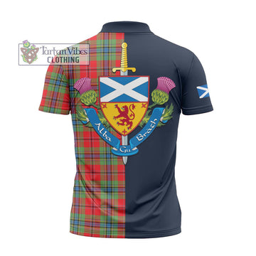 MacLean of Duart Modern Tartan Zipper Polo Shirt Alba with Scottish Lion Royal Arm Half Style