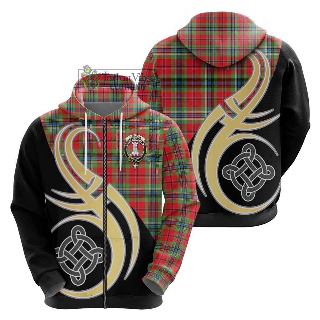 MacLean of Duart Modern Tartan Hoodie with Family Crest and Celtic Symbol Style - Tartan Vibes Clothing