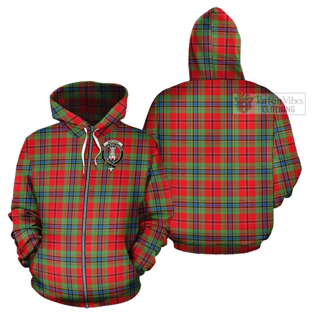 MacLean of Duart Modern Tartan Cotton Hoodie with Family Crest Zip Hoodie - Tartan Vibes Clothing