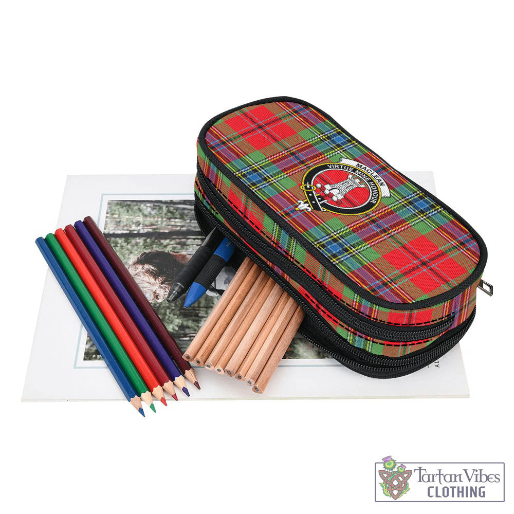 Tartan Vibes Clothing MacLean of Duart Modern Tartan Pen and Pencil Case with Family Crest