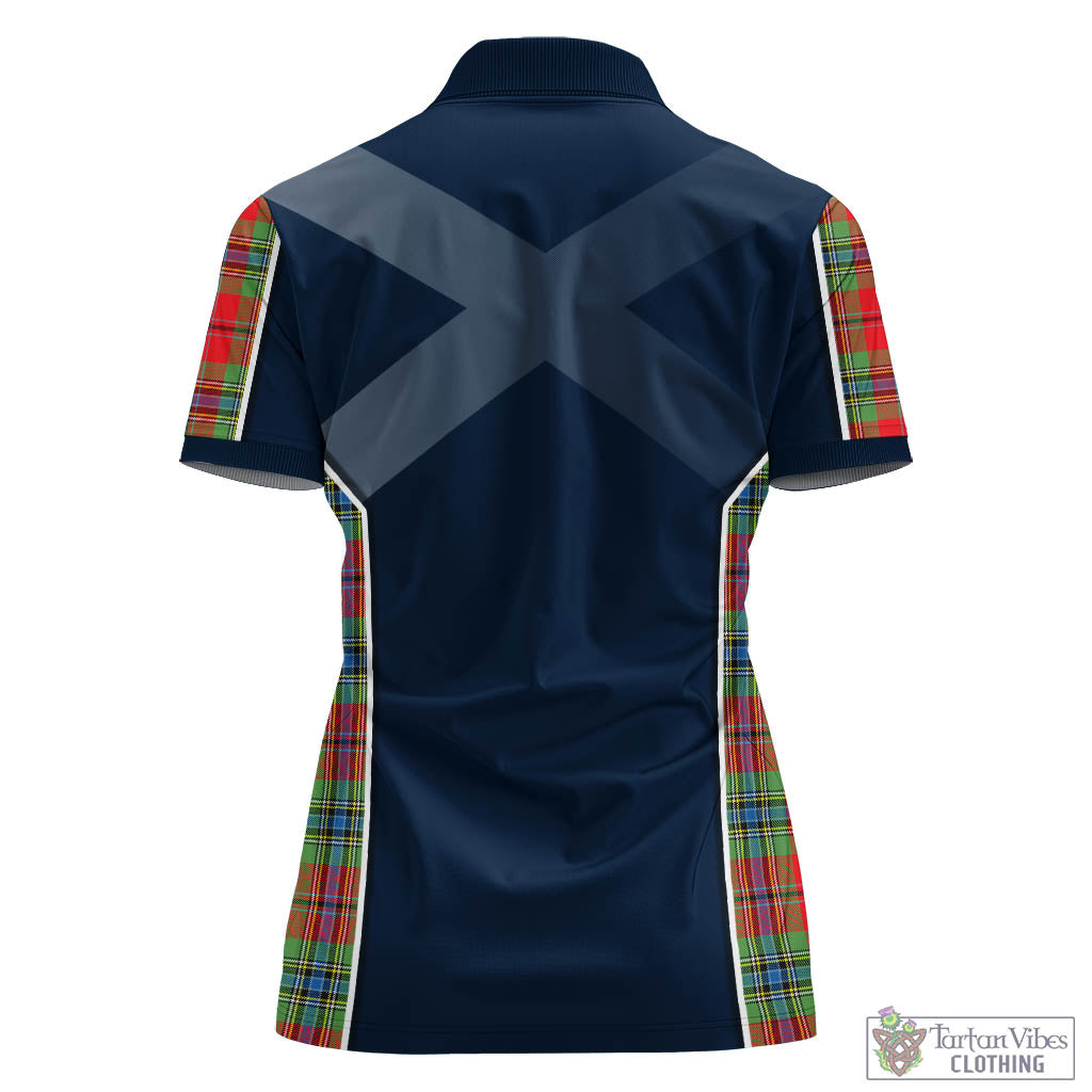 Tartan Vibes Clothing MacLean of Duart Modern Tartan Women's Polo Shirt with Family Crest and Scottish Thistle Vibes Sport Style