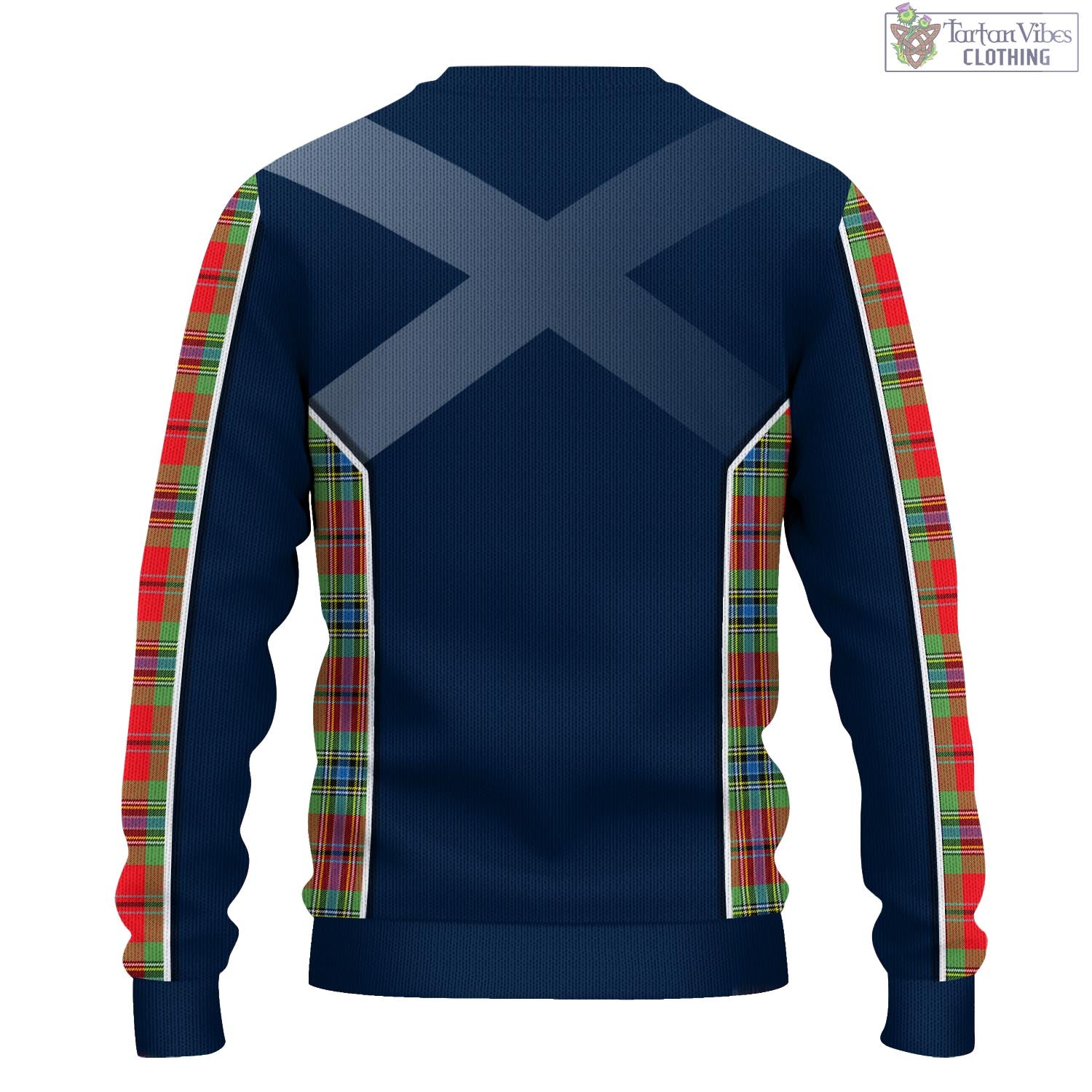 Tartan Vibes Clothing MacLean of Duart Modern Tartan Knitted Sweatshirt with Family Crest and Scottish Thistle Vibes Sport Style