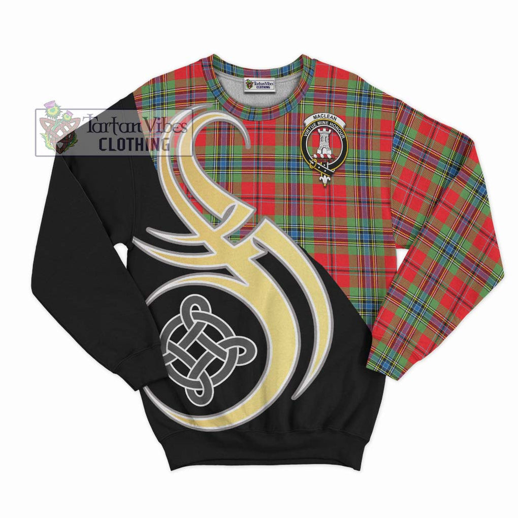 MacLean of Duart Modern Tartan Sweatshirt with Family Crest and Celtic Symbol Style - Tartan Vibes Clothing