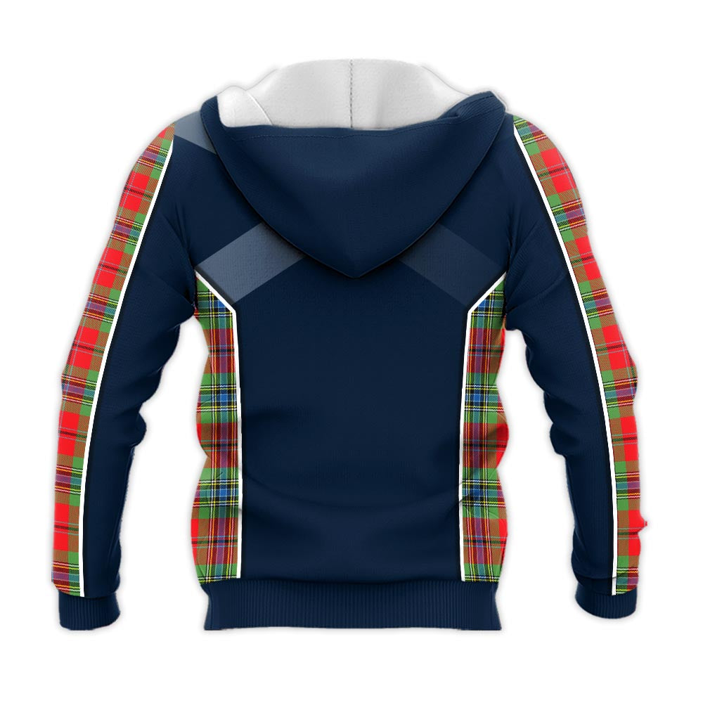 Tartan Vibes Clothing MacLean of Duart Modern Tartan Knitted Hoodie with Family Crest and Scottish Thistle Vibes Sport Style