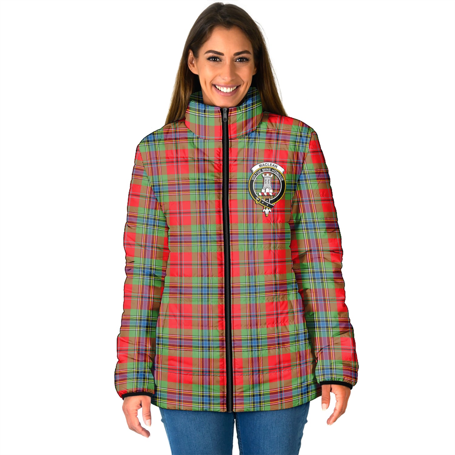 MacLean of Duart Modern Tartan Padded Jacket with Family Crest - Tartan Vibes Clothing