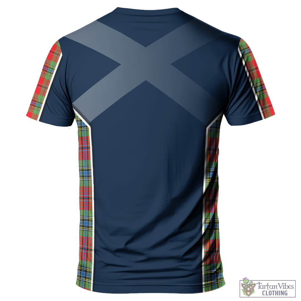 Tartan Vibes Clothing MacLean of Duart Modern Tartan T-Shirt with Family Crest and Scottish Thistle Vibes Sport Style