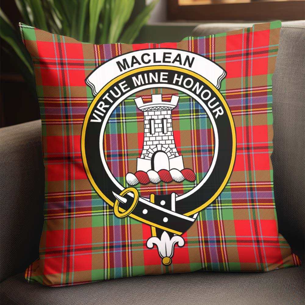 MacLean of Duart Modern Tartan Pillow Cover with Family Crest - Tartanvibesclothing