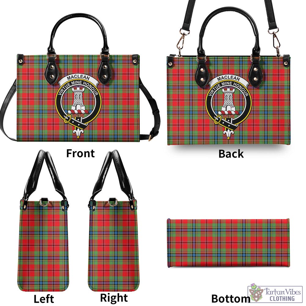 Tartan Vibes Clothing MacLean of Duart Modern Tartan Luxury Leather Handbags with Family Crest