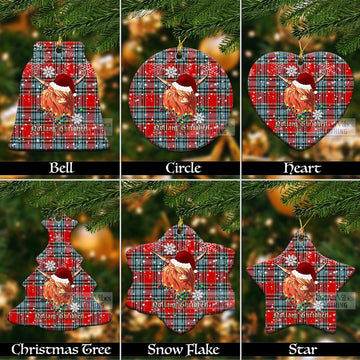 MacLeay (McLeay) Clan Tartan Ornament with Christmas Twinkle Highland Cattle