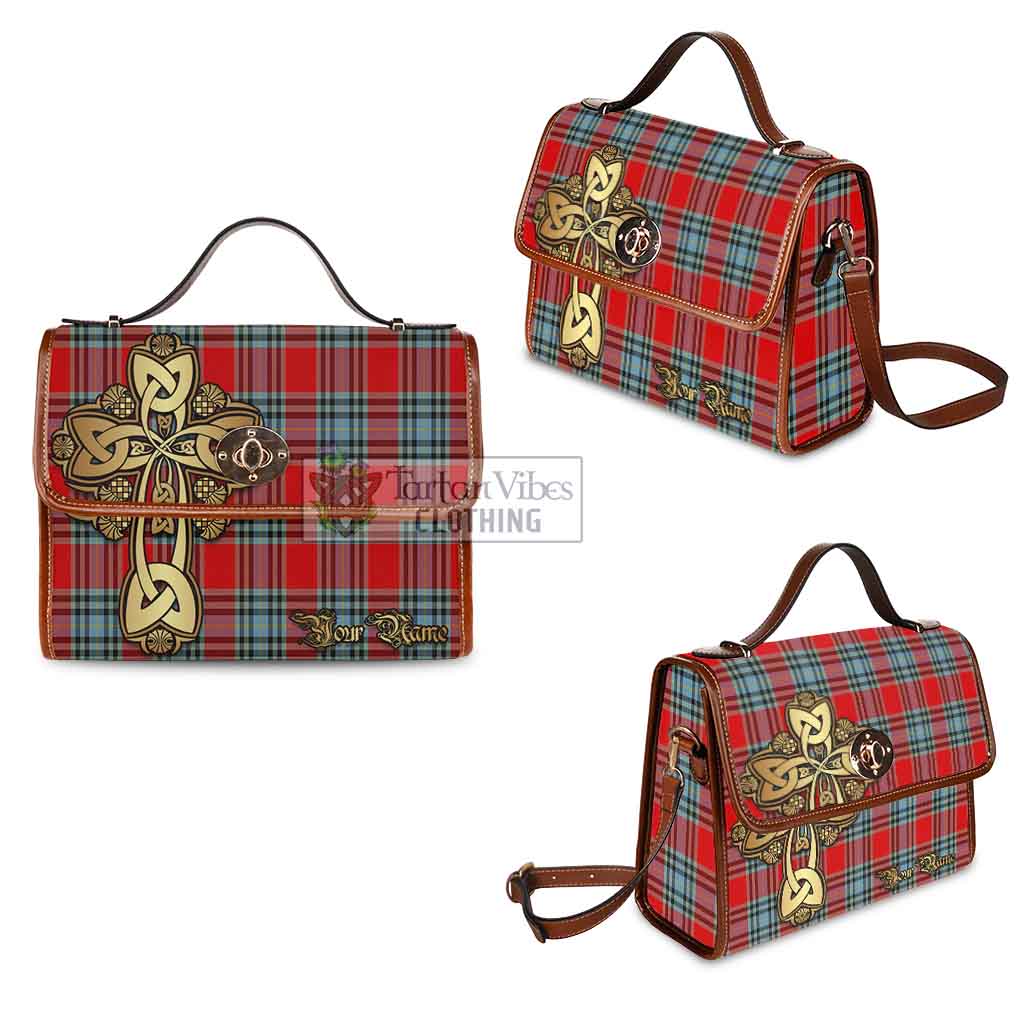 MacLeay (McLeay) Tartan Waterproof Canvas Bag Golden Thistle Celtic Cross Style - Tartan Vibes Clothing