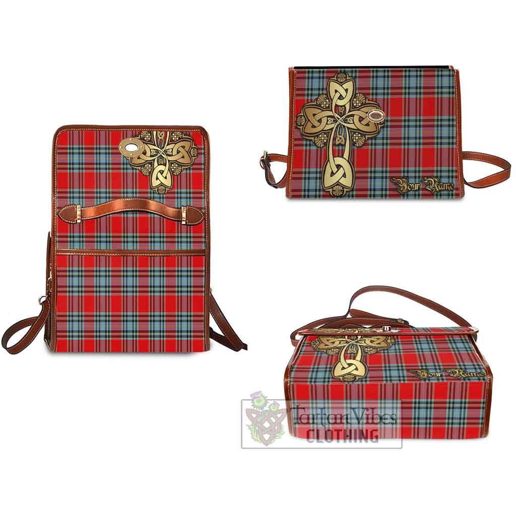 MacLeay (McLeay) Tartan Waterproof Canvas Bag Golden Thistle Celtic Cross Style - Tartan Vibes Clothing