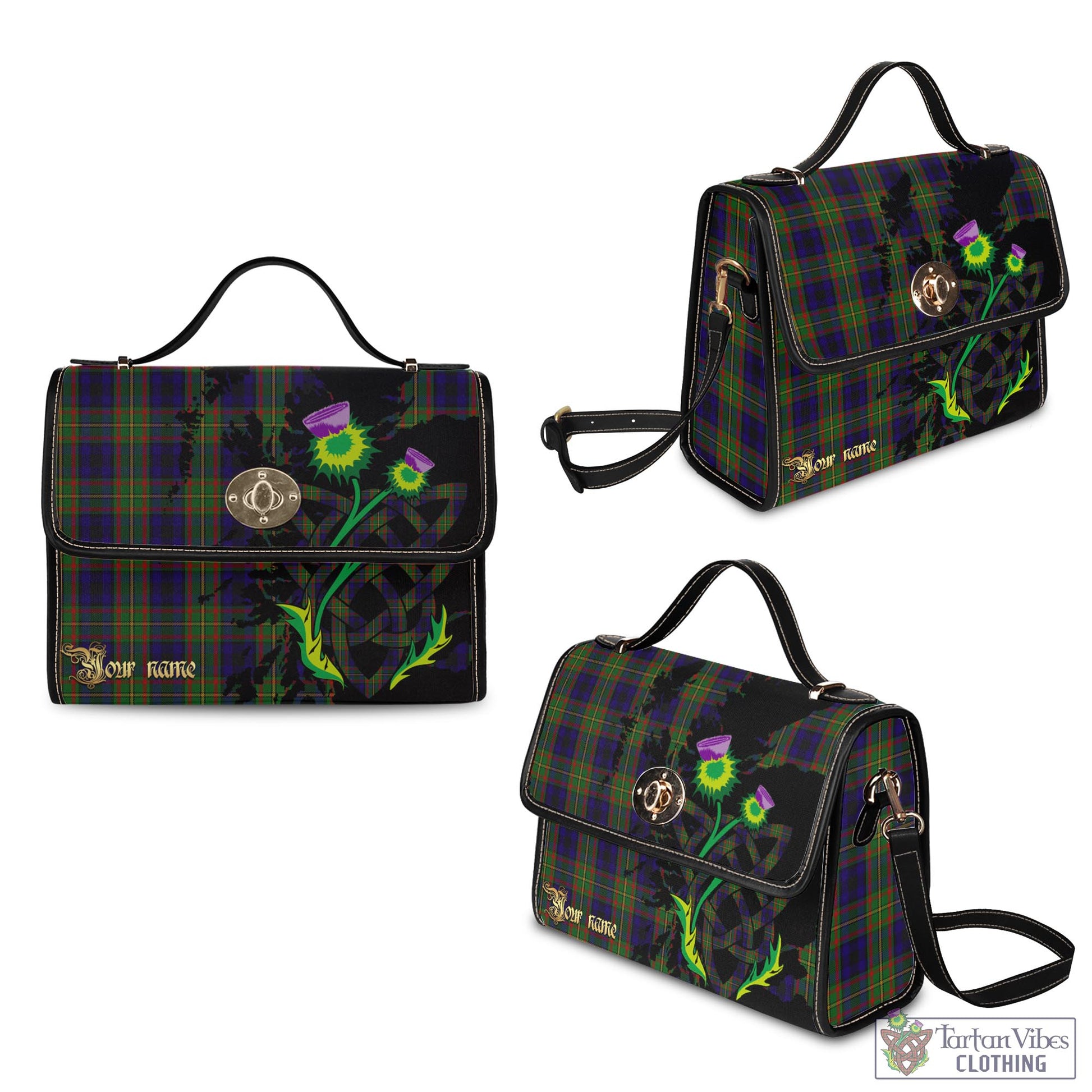 Tartan Vibes Clothing MacLeish Tartan Waterproof Canvas Bag with Scotland Map and Thistle Celtic Accents