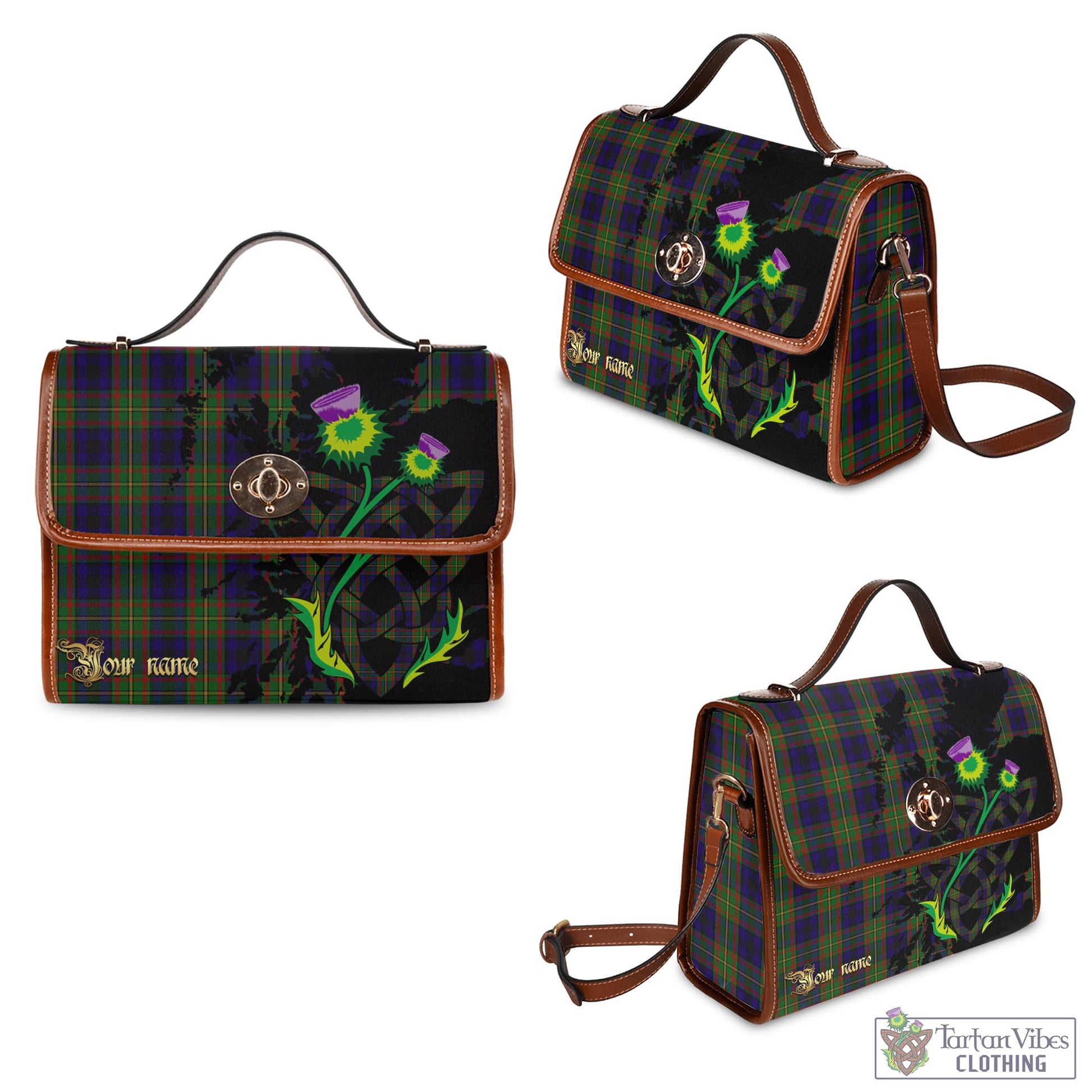 Tartan Vibes Clothing MacLeish Tartan Waterproof Canvas Bag with Scotland Map and Thistle Celtic Accents