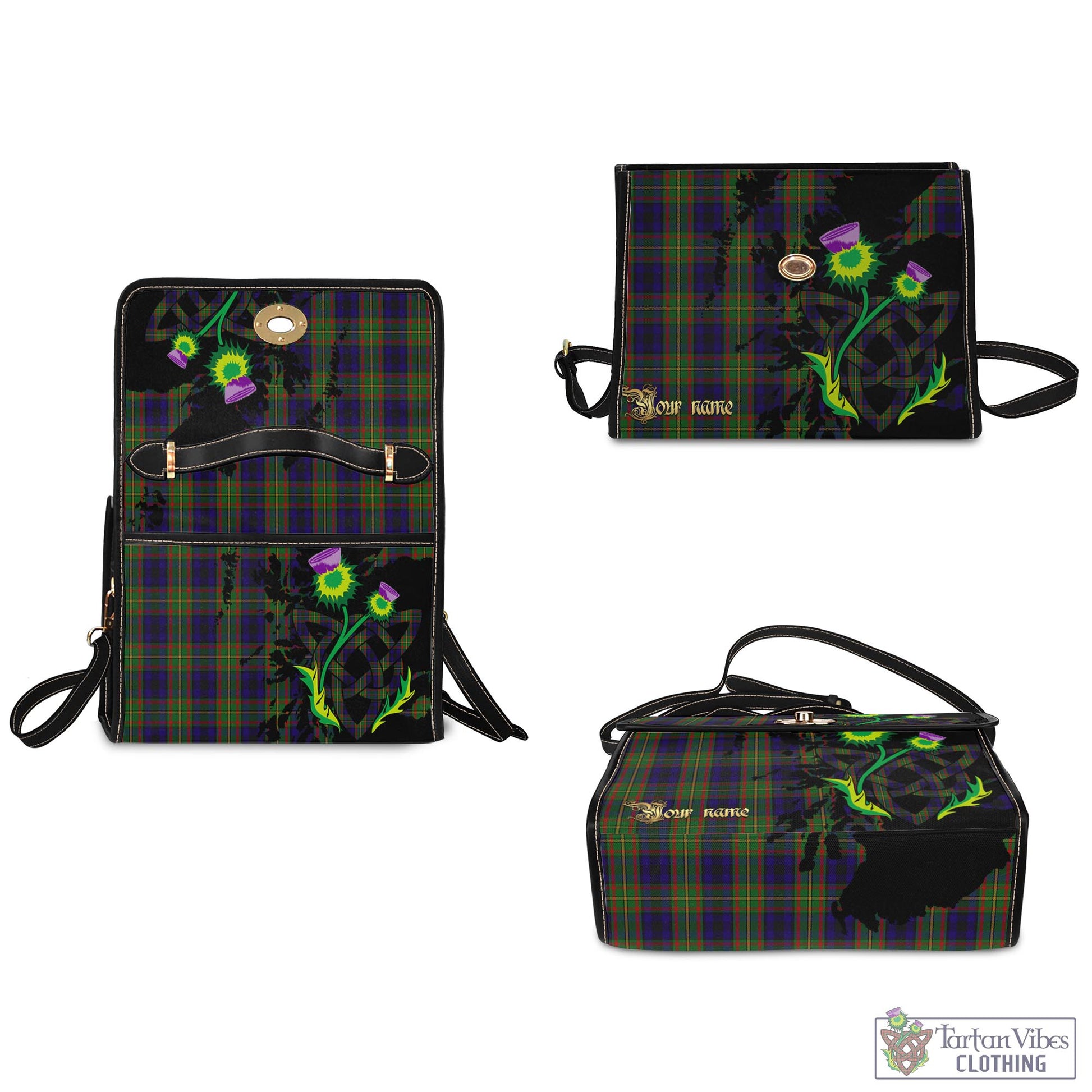 Tartan Vibes Clothing MacLeish Tartan Waterproof Canvas Bag with Scotland Map and Thistle Celtic Accents