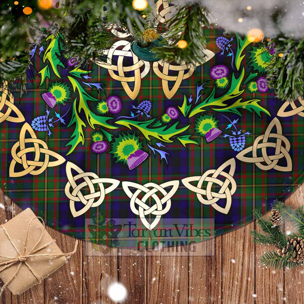 Tartan Vibes Clothing MacLeish (McLeish) Tartan Christmas Tree Skirt with Thistle Celtic Knot Style