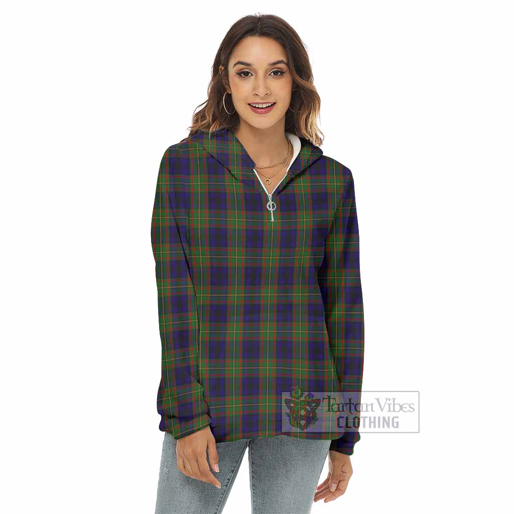 Tartan Vibes Clothing MacLeish (McLeish) Tartan Women's Borg  Half Zip Fleece Hoodie