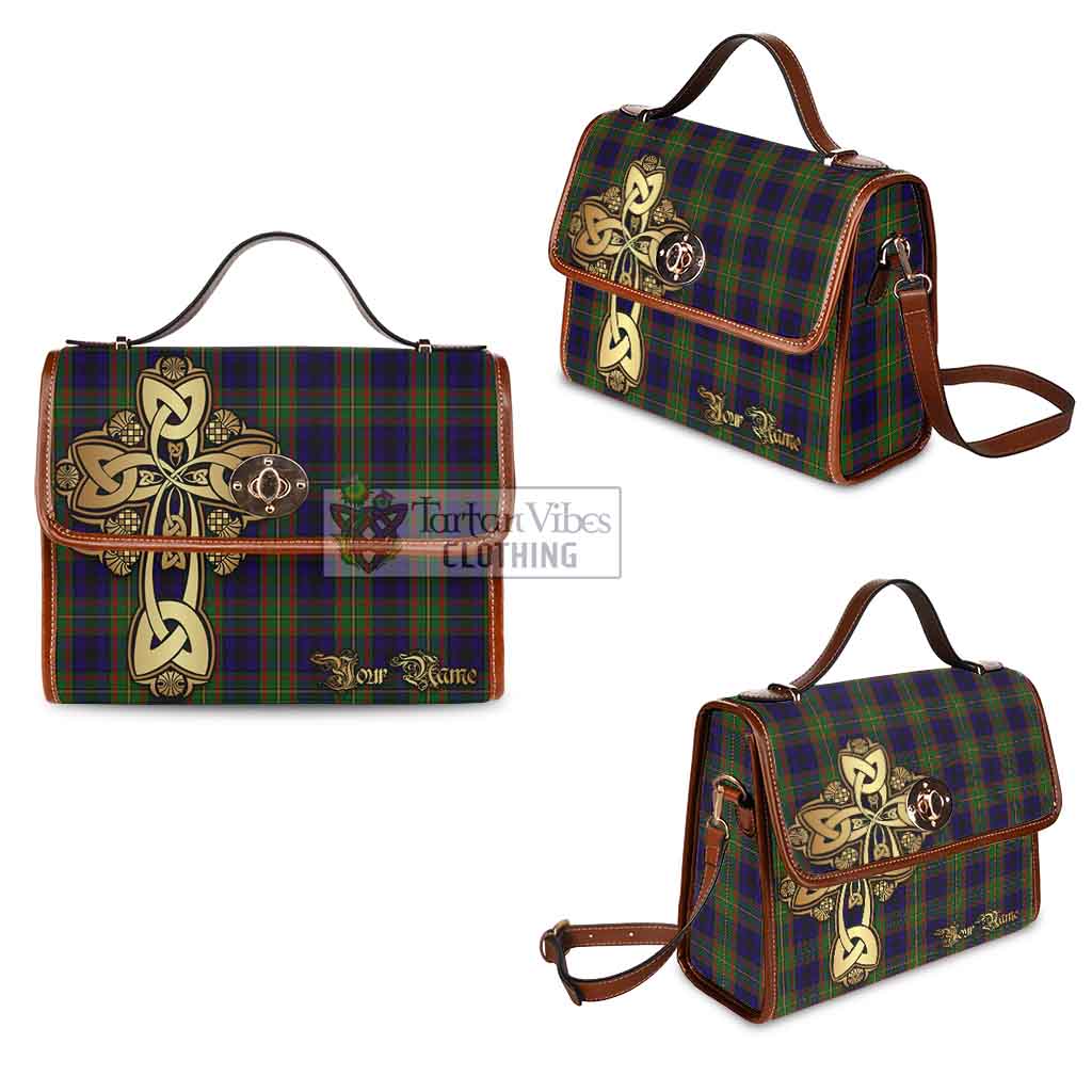 Tartan Vibes Clothing MacLeish (McLeish) Tartan Waterproof Canvas Bag Golden Thistle Celtic Cross Style