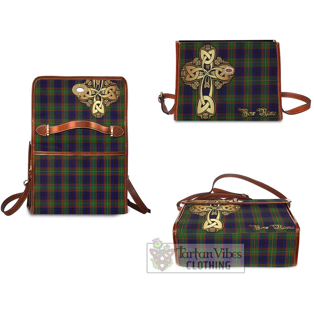 Tartan Vibes Clothing MacLeish (McLeish) Tartan Waterproof Canvas Bag Golden Thistle Celtic Cross Style