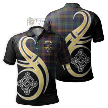 MacLellan (McLellan) Tartan Polo Shirt with Family Crest and Celtic Symbol Style