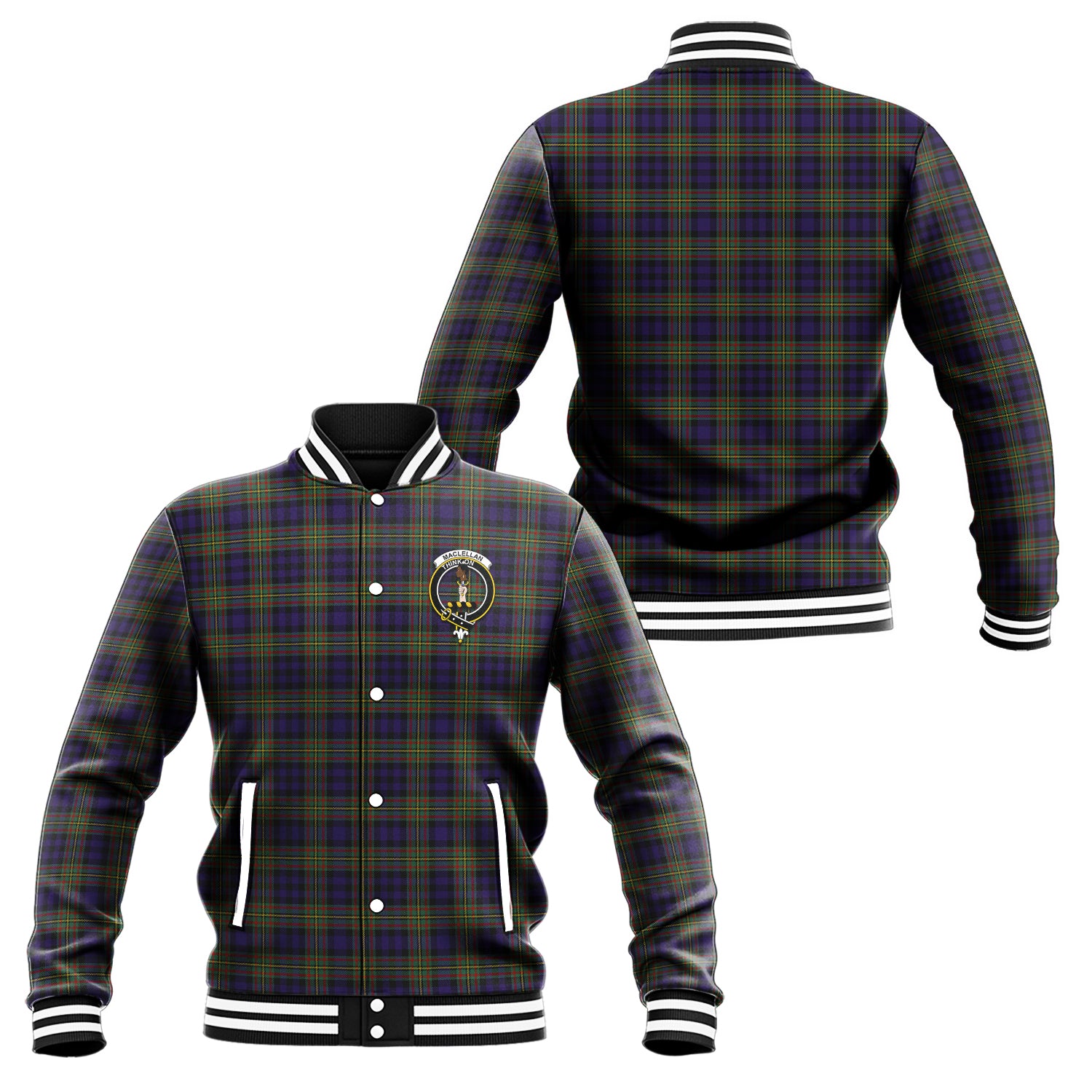 MacLellan (McLellan) Tartan Baseball Jacket with Family Crest Unisex - Tartan Vibes Clothing