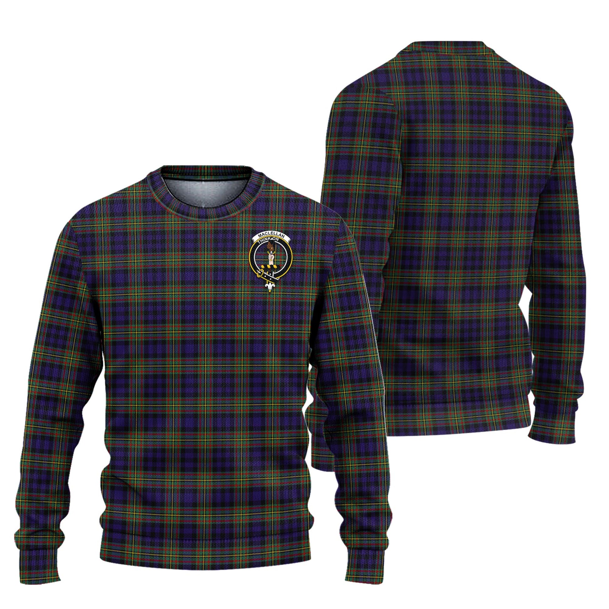 MacLellan Tartan Knitted Sweater with Family Crest Unisex - Tartanvibesclothing