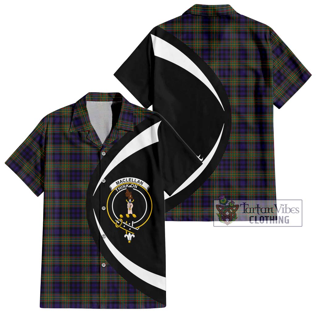 MacLellan (McLellan) Tartan Short Sleeve Button Up with Family Crest Circle Style Kid - Tartan Vibes Clothing