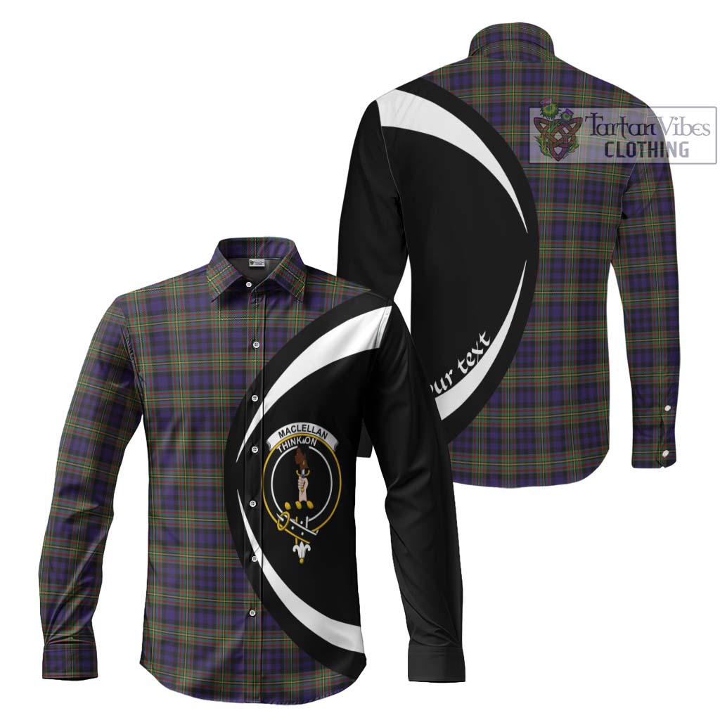 MacLellan (McLellan) Tartan Long Sleeve Button Up with Family Crest Circle Style Men's Shirt S - Tartan Vibes Clothing