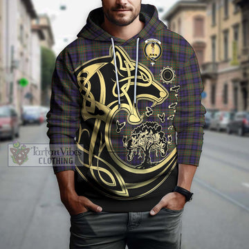 MacLellan (McLellan) Tartan Hoodie with Family Crest Celtic Wolf Style