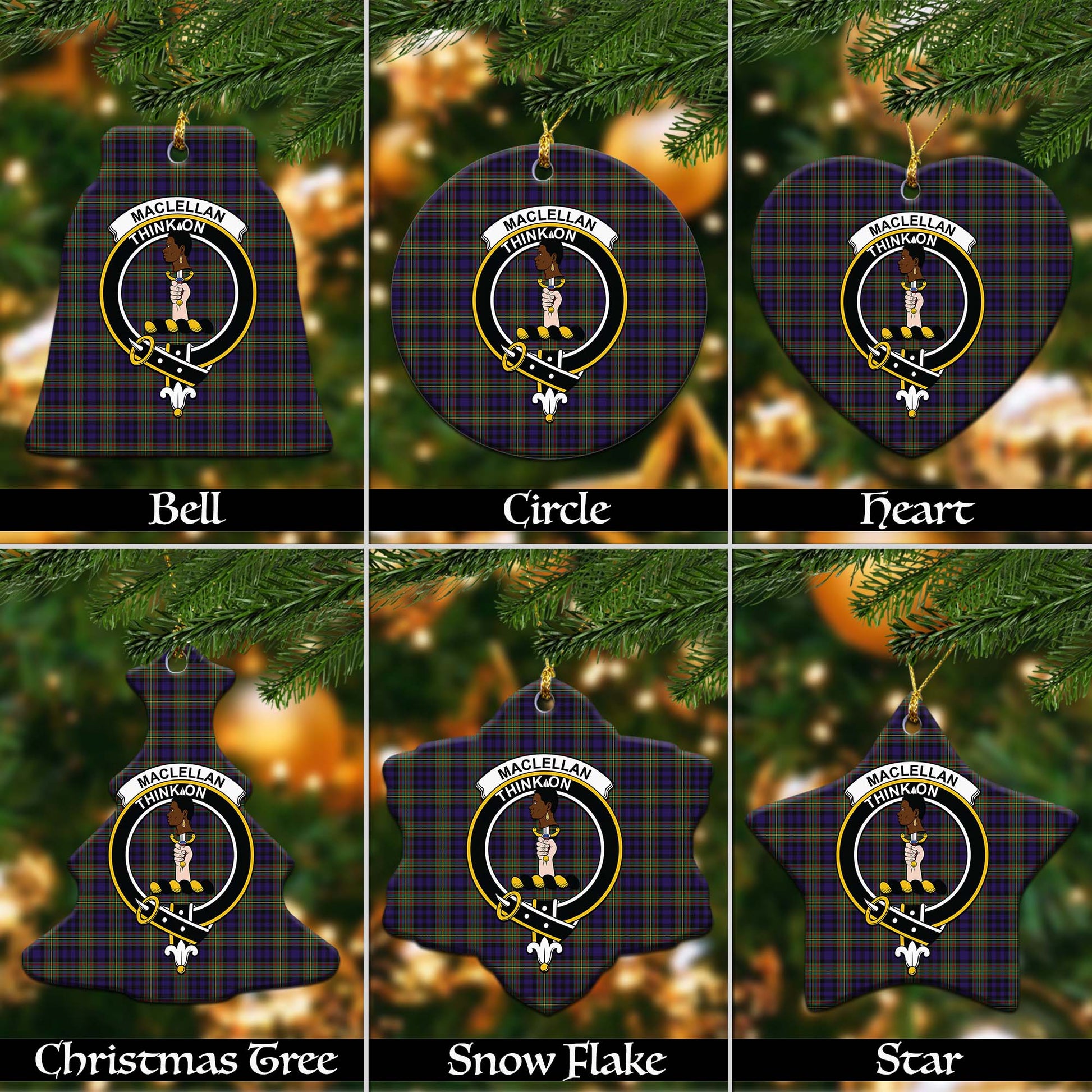 MacLellan Tartan Christmas Ornaments with Family Crest - Tartanvibesclothing