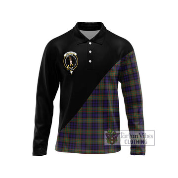 MacLellan (McLellan) Tartan Long Sleeve Polo Shirt with Family Crest and Military Logo Style