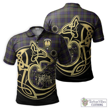 MacLellan (McLellan) Tartan Polo Shirt with Family Crest Celtic Wolf Style