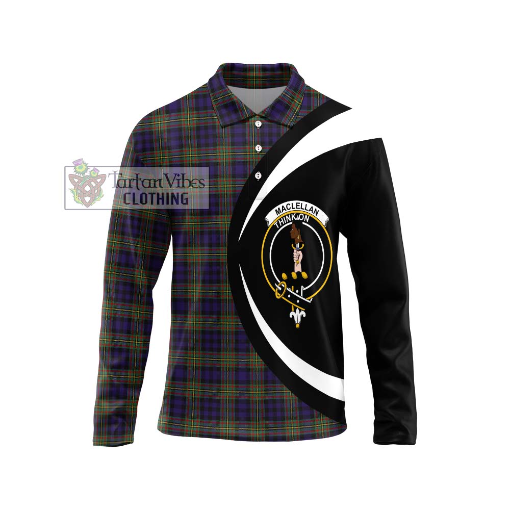 MacLellan (McLellan) Tartan Long Sleeve Polo Shirt with Family Crest Circle Style Unisex - Tartan Vibes Clothing