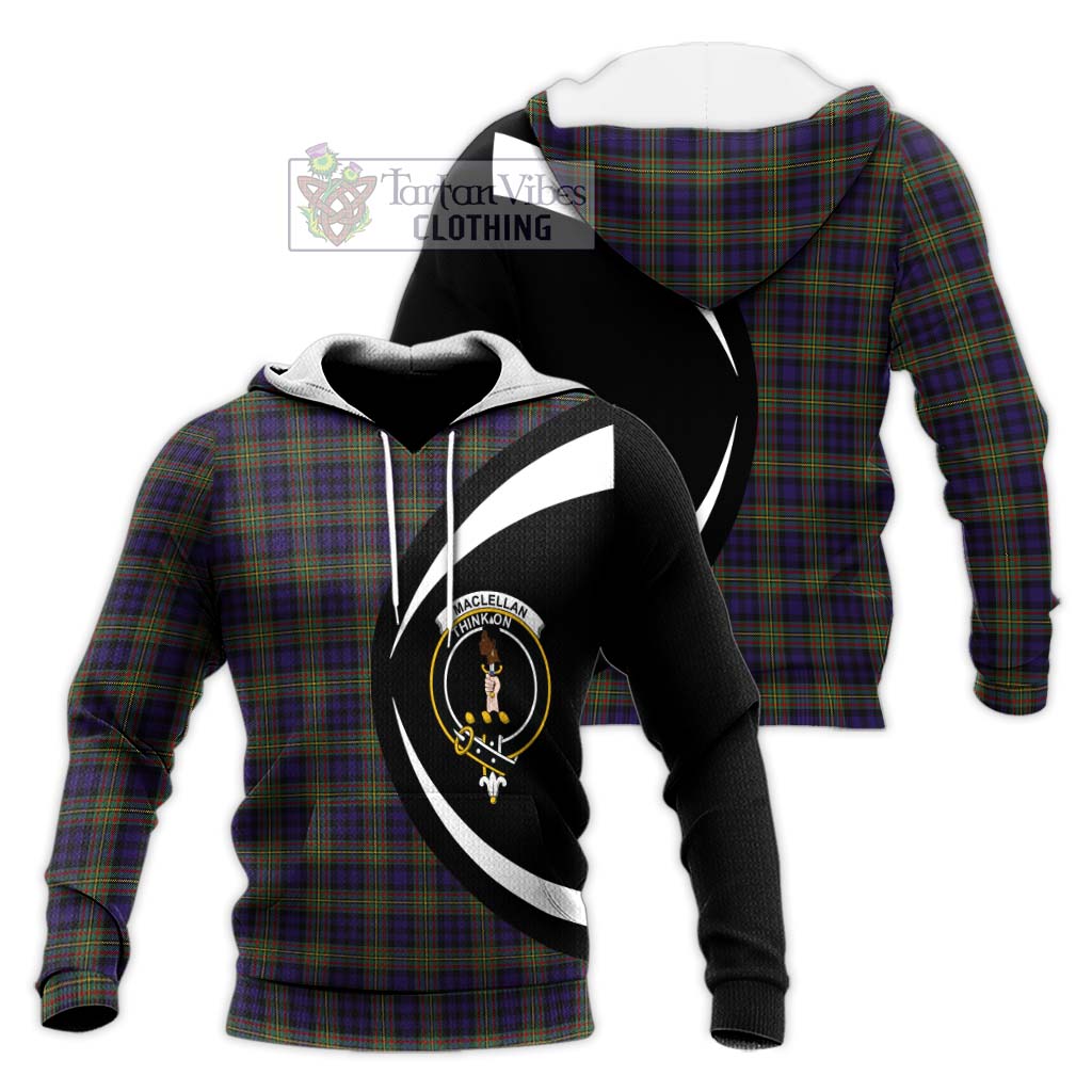 MacLellan (McLellan) Tartan Knitted Hoodie with Family Crest Circle Style Unisex Knitted Pullover Hoodie - Tartan Vibes Clothing