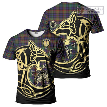 MacLellan (McLellan) Tartan T-Shirt with Family Crest Celtic Wolf Style