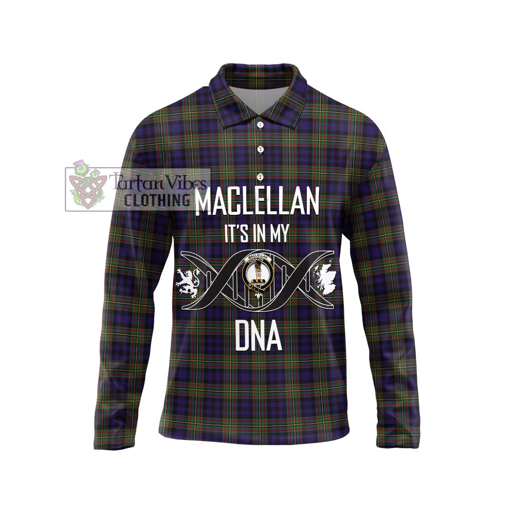 MacLellan (McLellan) Tartan Long Sleeve Polo Shirt with Family Crest DNA In Me Style Unisex - Tartanvibesclothing Shop