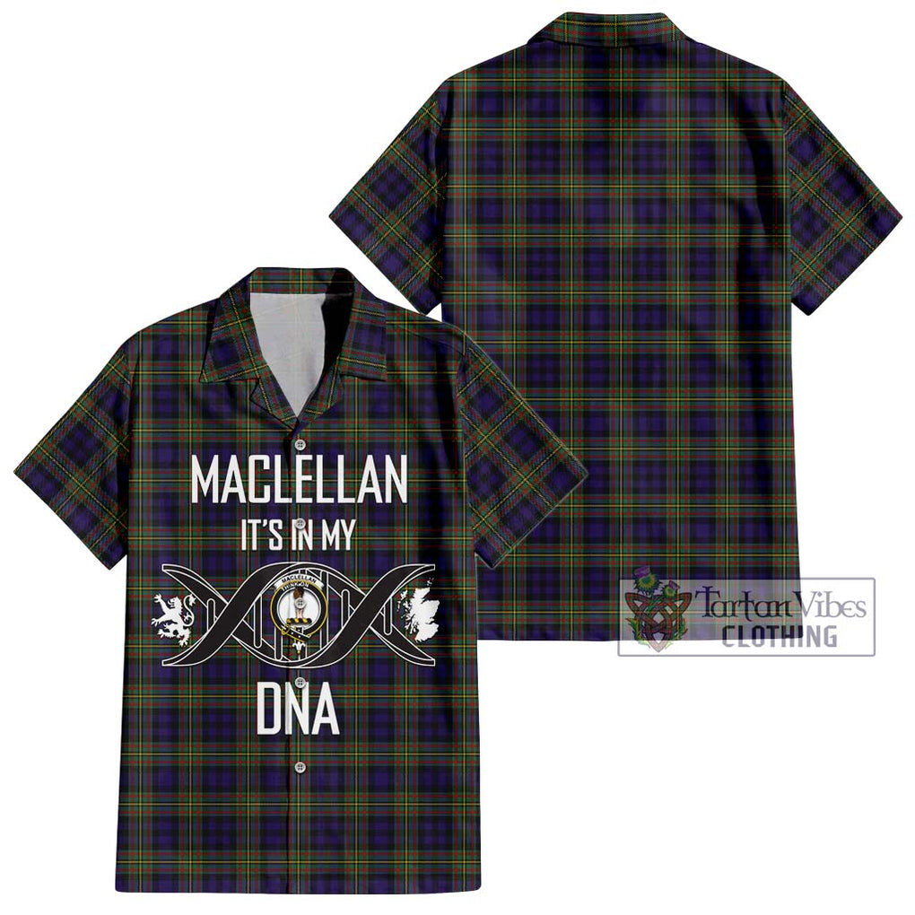 MacLellan (McLellan) Tartan Short Sleeve Button Shirt with Family Crest DNA In Me Style Kid - Tartanvibesclothing Shop