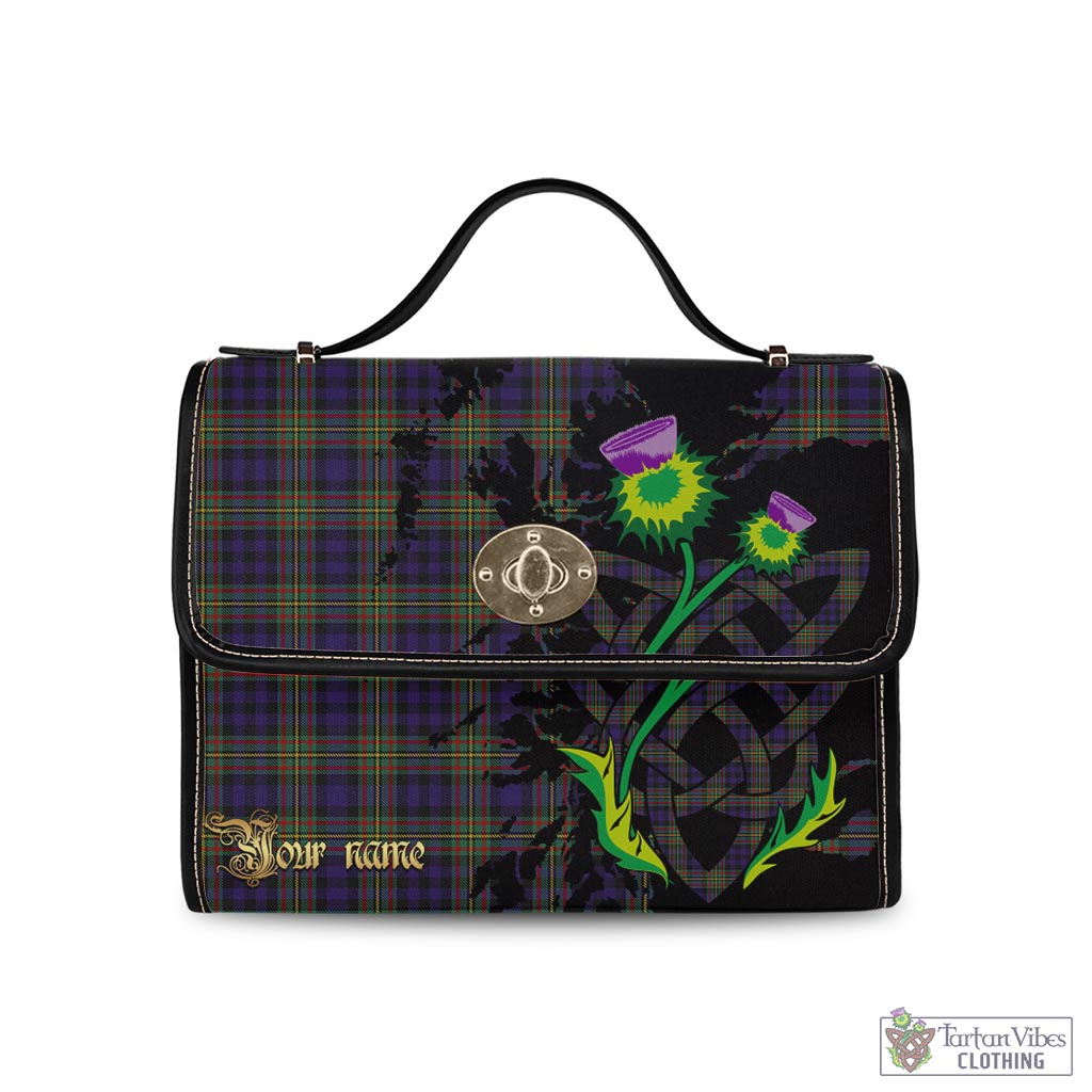 Tartan Vibes Clothing MacLellan Tartan Waterproof Canvas Bag with Scotland Map and Thistle Celtic Accents