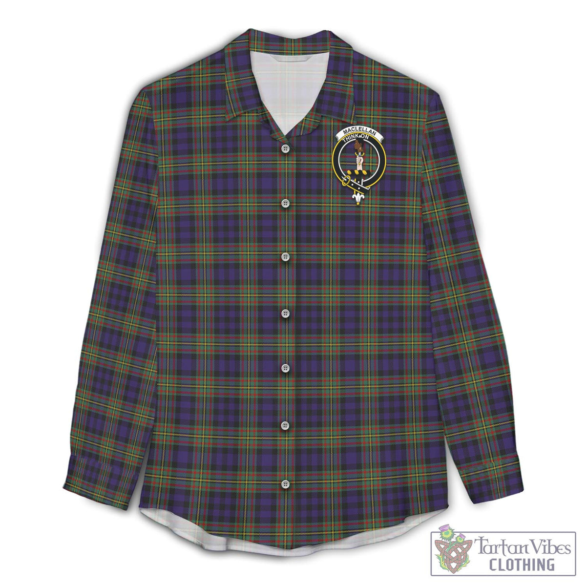 MacLellan (McLellan) Tartan Women's Casual Shirt with Family Crest Female - Tartan Vibes Clothing