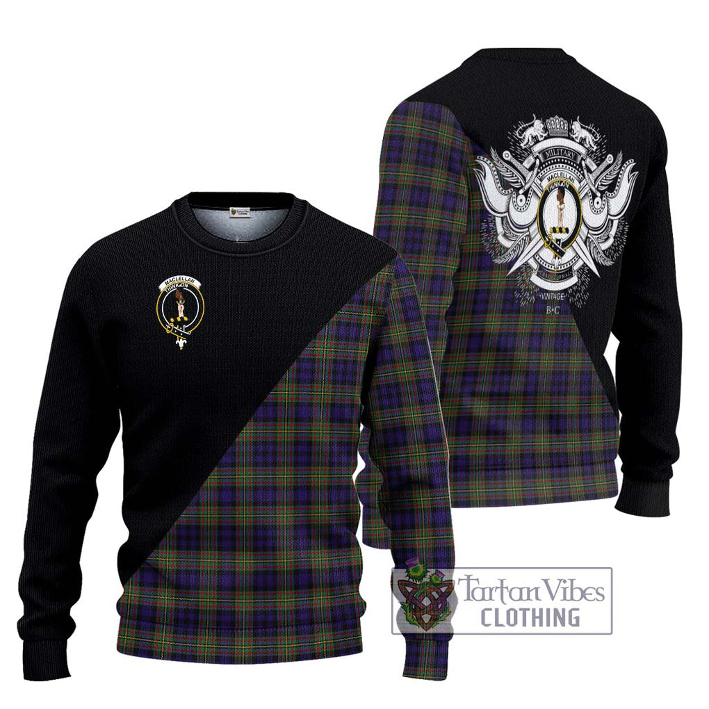 MacLellan (McLellan) Tartan Knitted Sweater with Family Crest and Military Logo Style Unisex - Tartanvibesclothing Shop