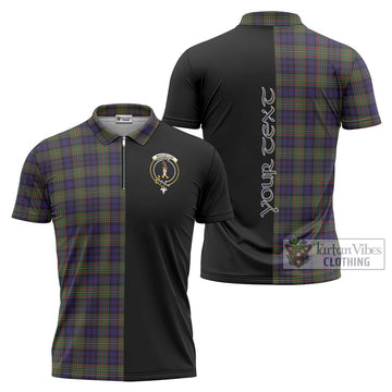 MacLellan (McLellan) Tartan Zipper Polo Shirt with Family Crest and Half Of Me Style