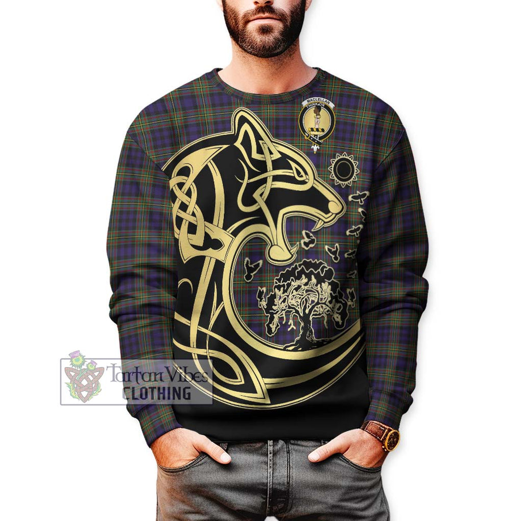 MacLellan (McLellan) Tartan Sweatshirt with Family Crest Celtic Wolf Style Unisex - Tartan Vibes Clothing