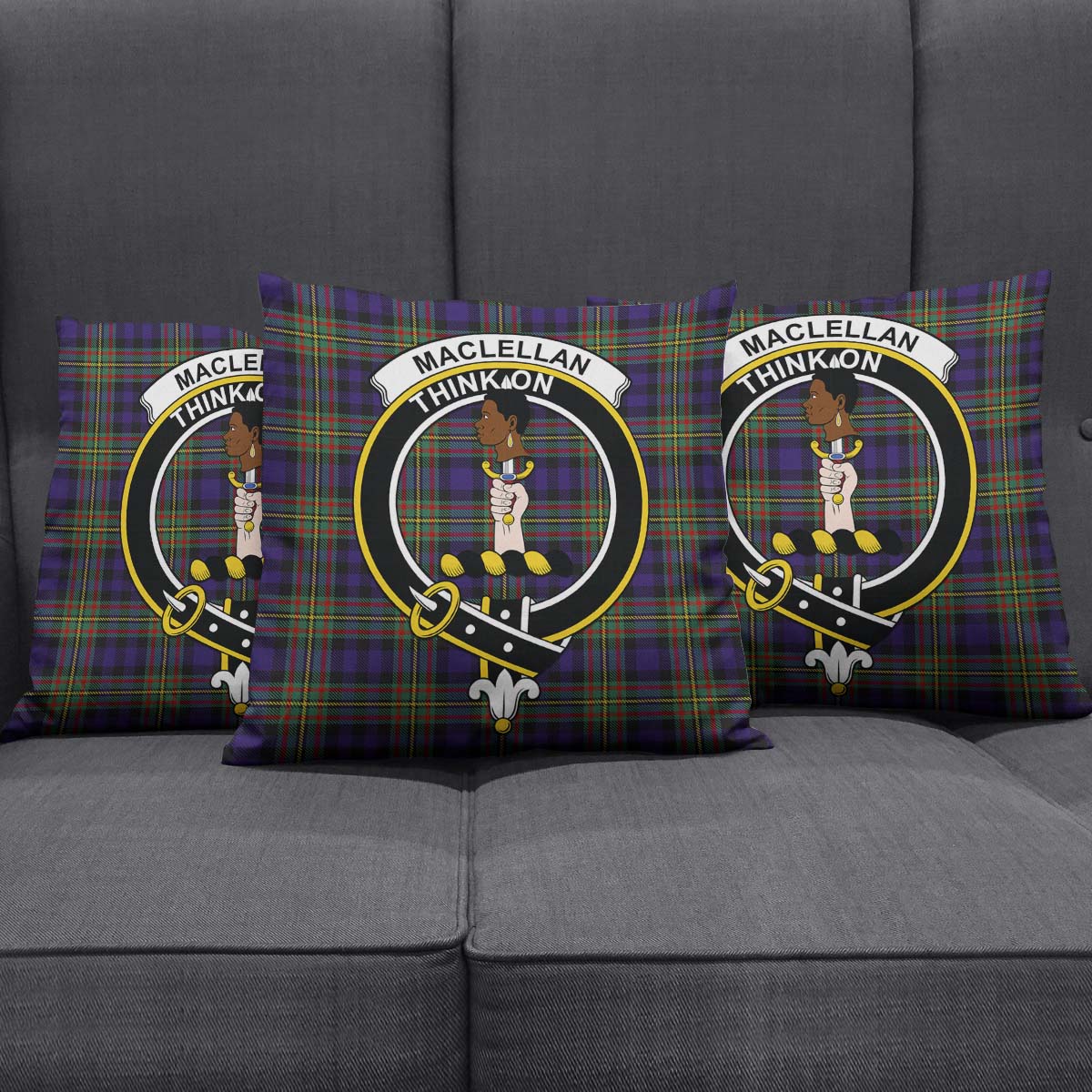 MacLellan Tartan Pillow Cover with Family Crest Square Pillow Cover - Tartanvibesclothing